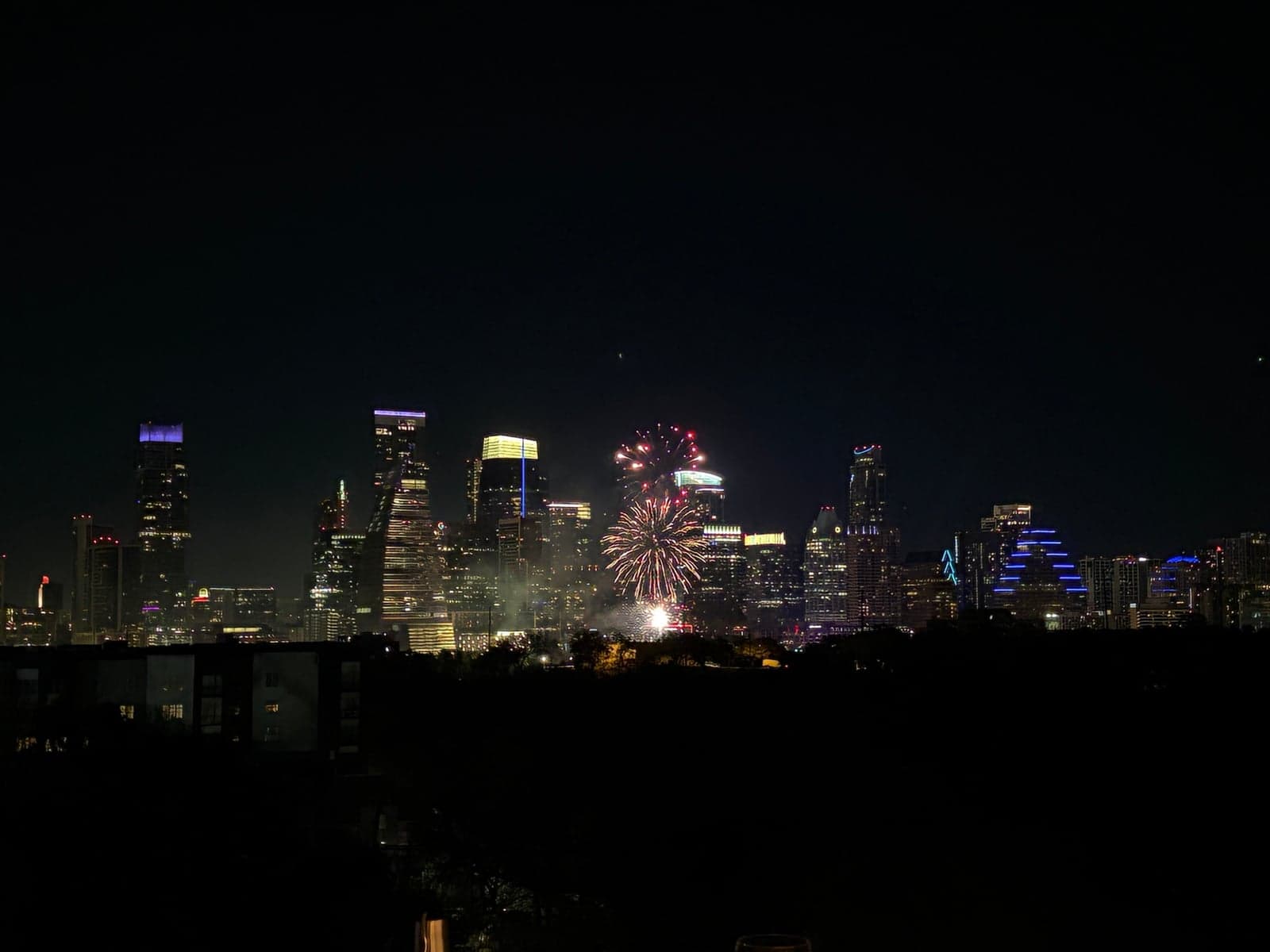 Fireworks at 12:09 a.m. from Gibson Flats, 7th floor