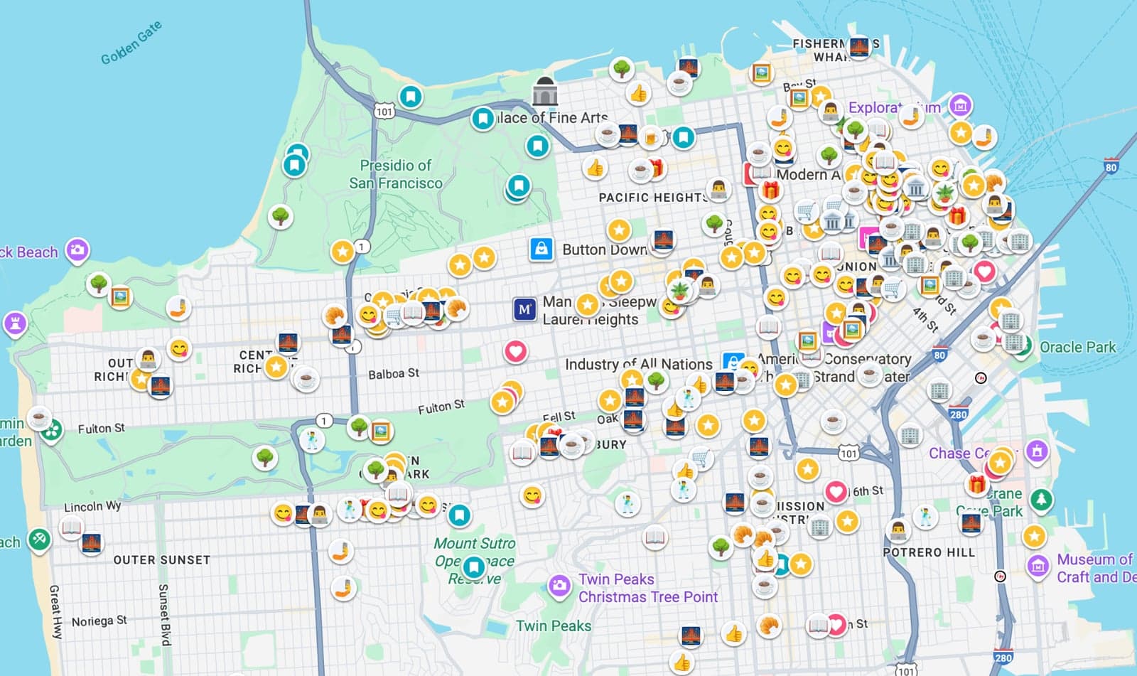 Screenshot of my google maps of SF