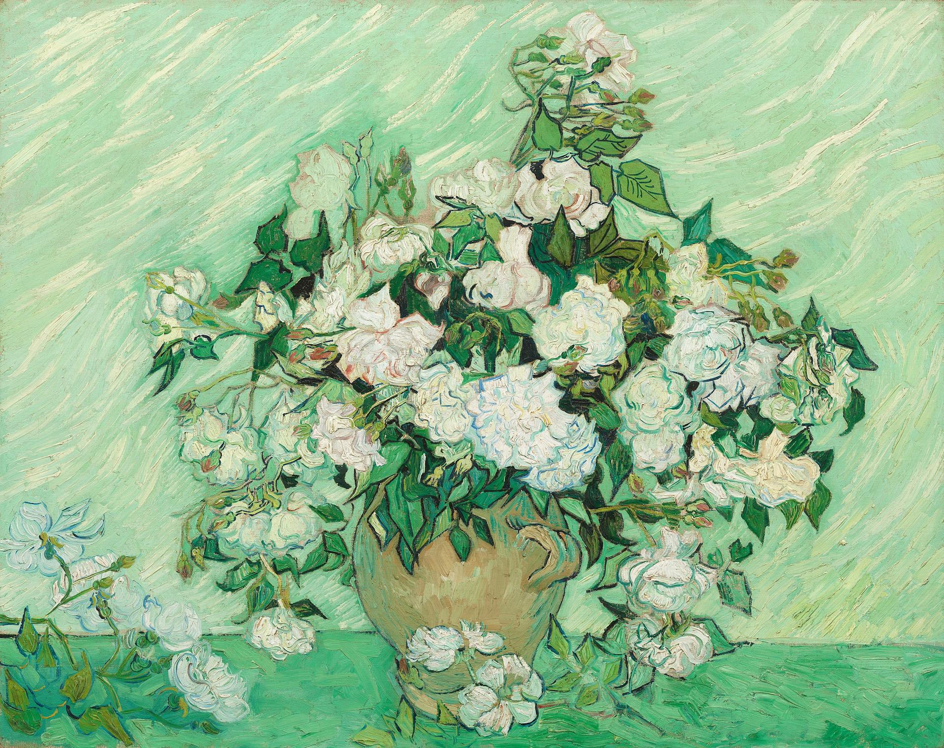 Still Life: Vase with Pink Roses, 1890, Vincent van Gogh