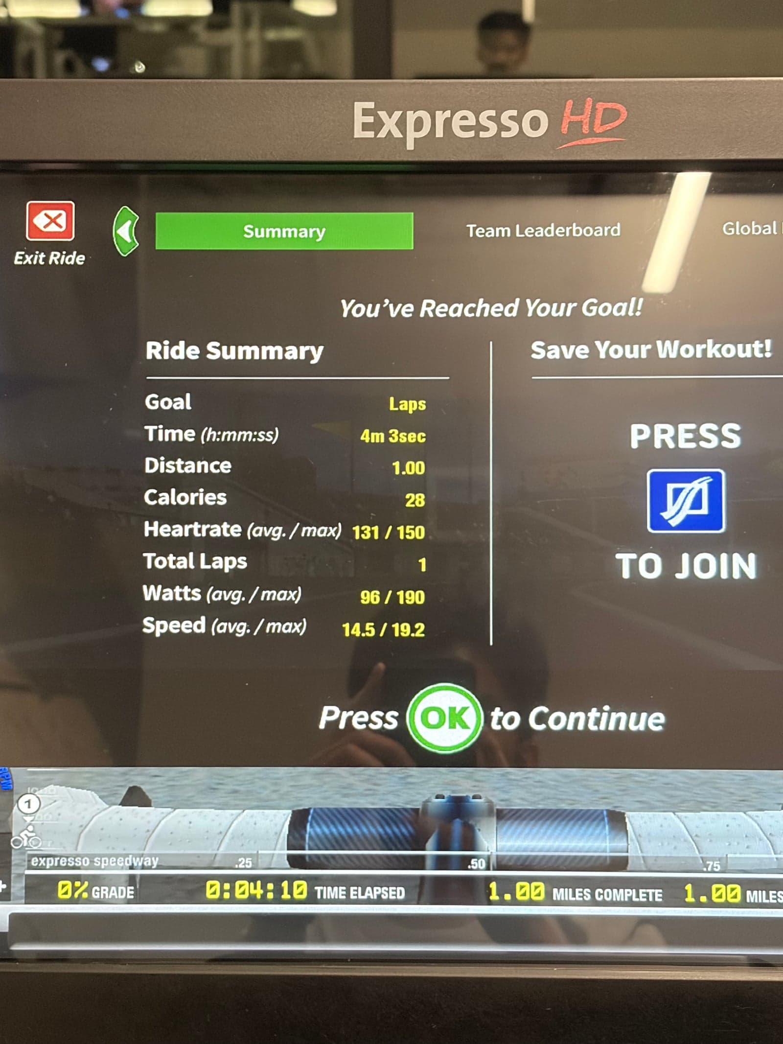 bike ride at the office gym