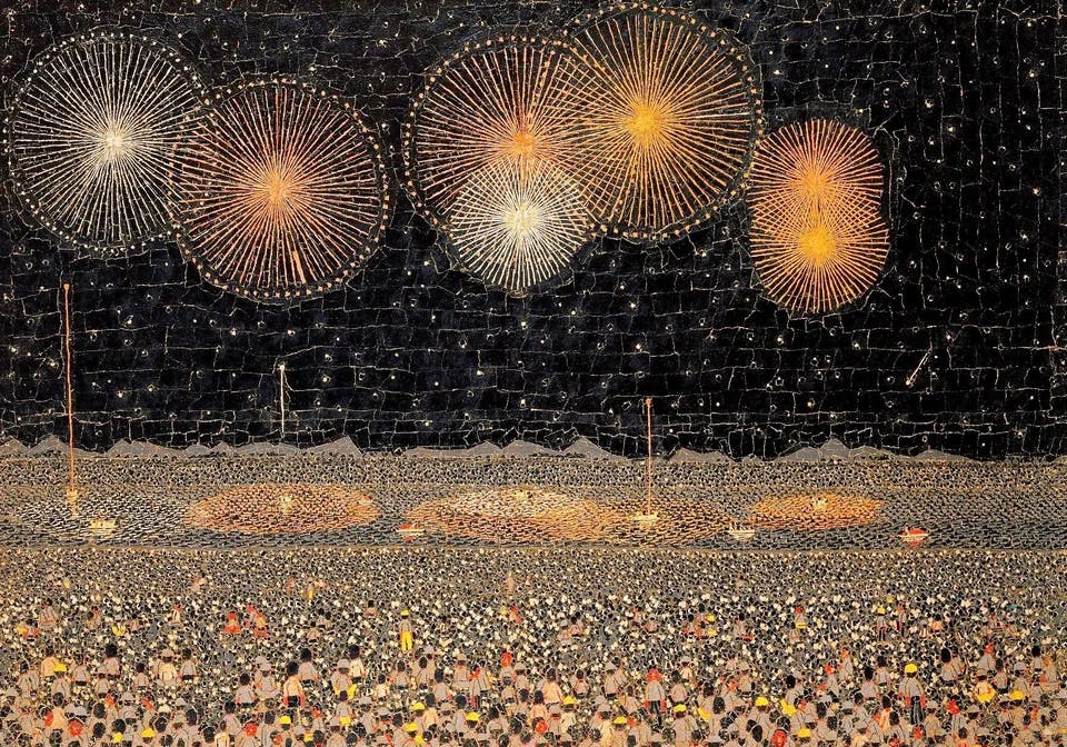 Fireworks in Nagaoka, Kiyoshi Yamashita, 1950