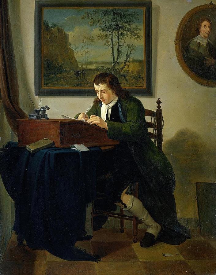 A Man Writing at his Desk 1784 - by Jan Ekels II