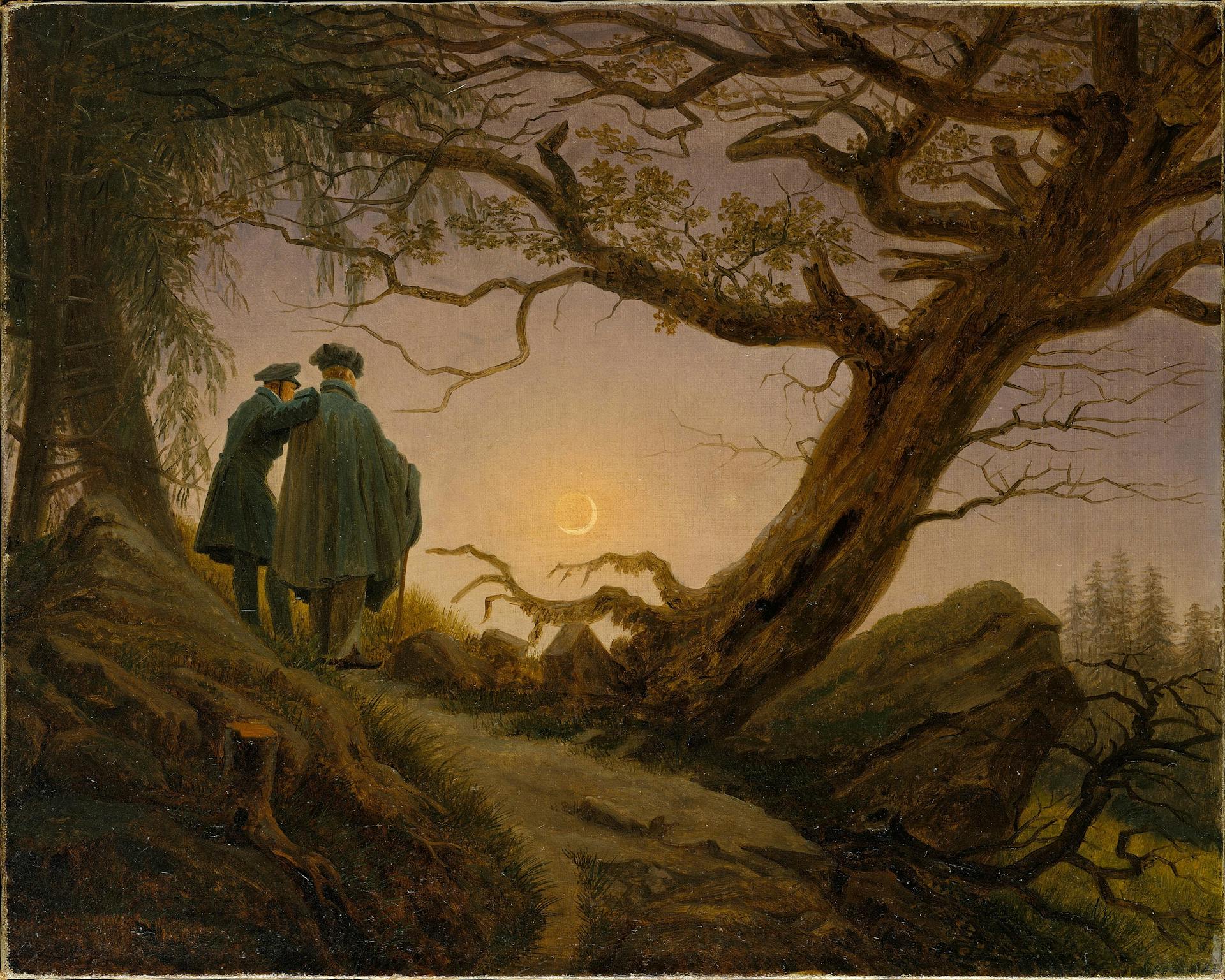 Two Men Contemplating the Moon, Caspar David Friedrich, 1825